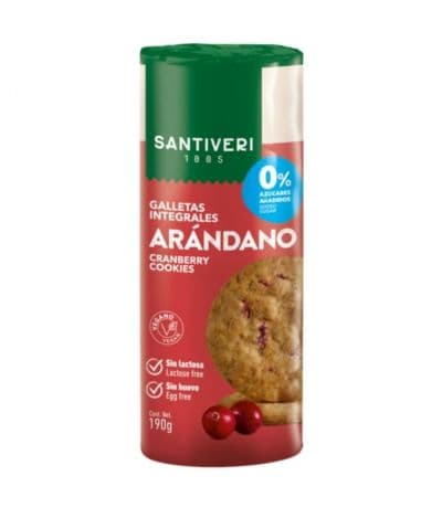 Galletas Integrales Arandanos Vegan SinAzucar 190g Santiveri