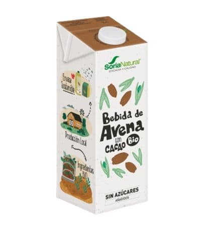 Bebida Vegetal de Avena con Cacao Vegan SinAzucar Bio 6x1L Soria Natural