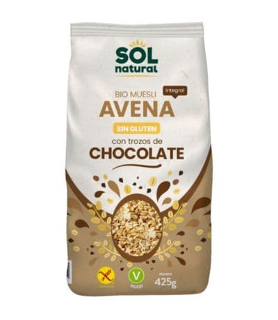 Muesli de Avena con Trozos de Chocolate SinGluten Bio Vegan 425g Solnatural
