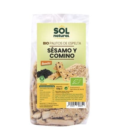 Palitos de Espelta Sesamo y Comino Eco Vegan 150g Solnatural