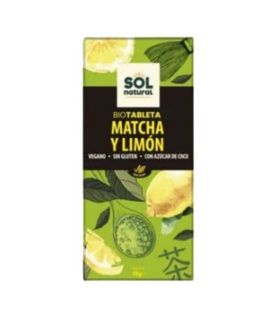 Chocolate Matcha y Limon SinGluten Bio Vegan 70g Solnatural