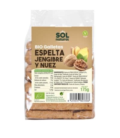 Galletas de Espelta con Jengibre y Nueces Bio Vegan 175g Solnatural