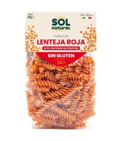 Fusilli de Lenteja Roja SinGluten Bio Vegan 300g Solnatural