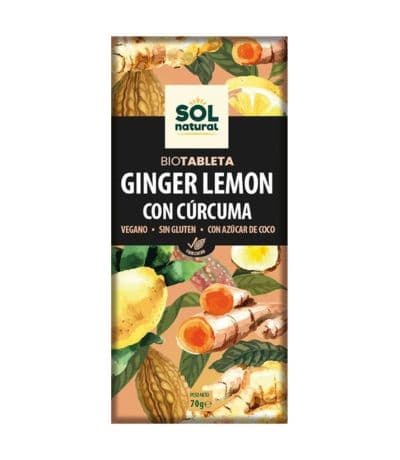 Chocolate Jengibre Limon Curcuma SinGluten Eco Vegan 70g Solnatural