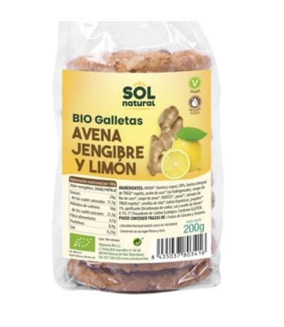 Galletas de Avena Jengibre y Limon Vegan 8x200g Solnatural