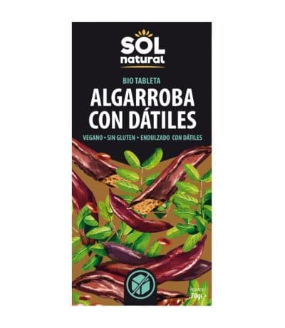 Chocolate Algarroba Datiles Bio Vegan SinGluten 70g Solnatural