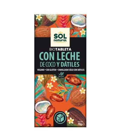Chocolate Leche Coco y Datiles Eco 70g Solnatural