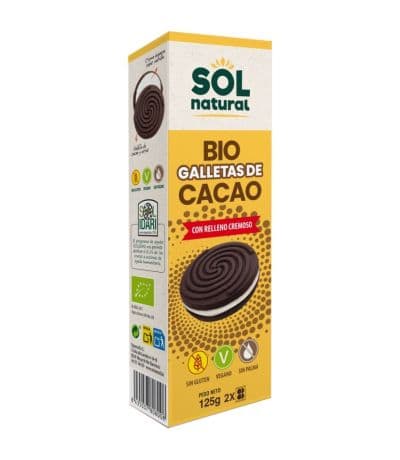Galletas de Cacao Relleno Cremoso Bio 125g Solnatural