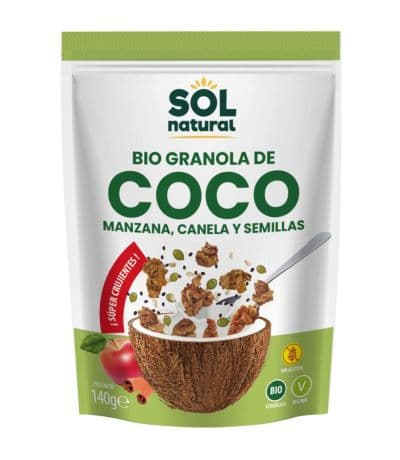 Granola Crunchy Coco Manzana Canela y Semillas Eco 140g Solnatural