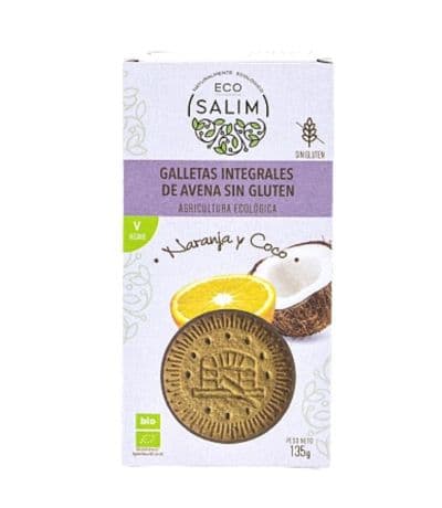 Galletas de Avena Integral Naranja y Coco SinGluten Eco Vegan 135g Eco-Salim
