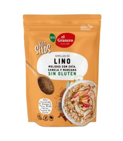 Vitaseeds Semillas de Lino, Chia, Manzana y Canela SinGluten Eco Vegan 200g El Granero Integral