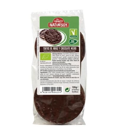 Tortitas de Arroz con Chocolate Negro Bio 100g Natursoy