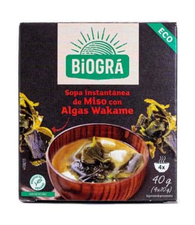 Sopa Miso Rojo con Algas Wakame Bio Vegan 4 Sobres Biogra