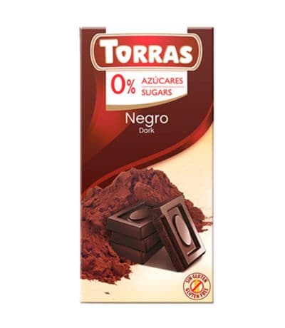 Chocolate Negro 0% Azucares SinGluten Vegan 75g Torras