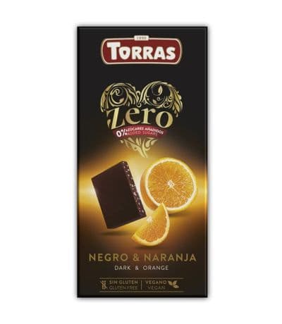 Chocolate Negro con Naranja Zero SinGluten Vegan 125g Torras