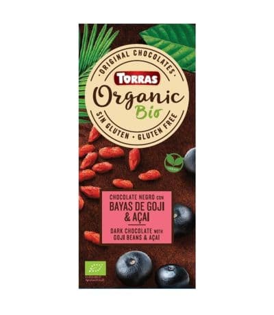 Chocolate Negro con Goji y Açai SinGluten Bio Vegan 100g Torras