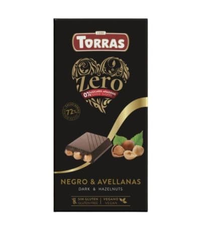 Chocolate Negro con Avellanas 72% Cacao SinGluten Vegan 150g Torras