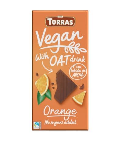 Chocolate Con Bebida de Avena Naranja Vegan SinGluten 100g Torras