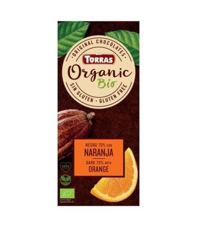 Chocolate Negro 70% Cacao Naranja Bio Vegan 100g Torras