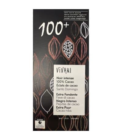 Chocolate Negro 100% Con Nibs Bio Vegan 80g Vivani