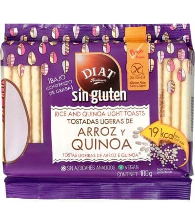 Tostadas Ligeras de Arroz y Quinoa SinGluten Vegan 100g Diat-Radisson