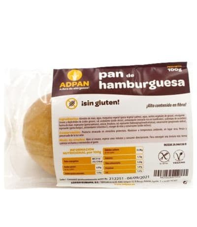 Pan de Hamburguesa SinGluten 100g Adpan