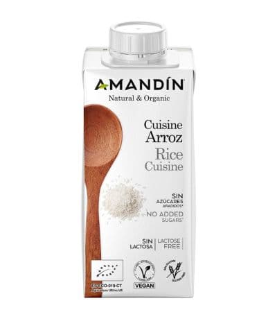Crema Leche de Arroz Cocinar SinGluten Eco Vegan 200ml Amandin