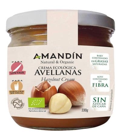 Crema de Avellanas con Cacao SinGluten Eco Vegan 330g Amandin