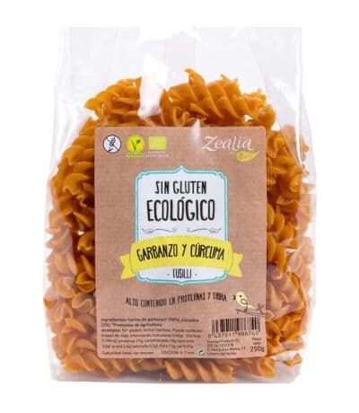 Fusilli de Garbanzo y Curcuma SinGluten Bio Vegan 250g Zealia