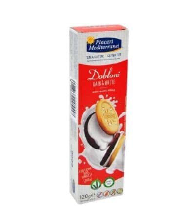 Galletas Dobloni Dark White SinGluten Vegan 120g Piaceri Mediterranei