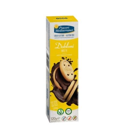 Galletas Dobloni White Crema Avellana SinGluten Vegan 120g Piaceri Mediterranei