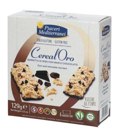 Barritas Cereal Oro Arroz y Maiz con Chocolate 6 barritas Piaceri Mediterranei