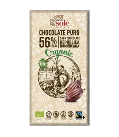 Chocolate Negro 56% Cacao SinGluten Bio Vegan 100g Chocolates Sole