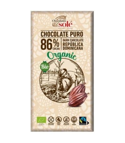Chocolate Negro 86% SinGluten Bio Vegan 100g Chocolates Sole