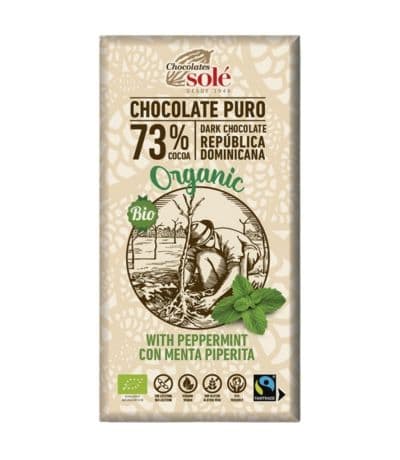Chocolate Negro con Menta 73% SinGluten Bio Vegan 100g Chocolates Sole