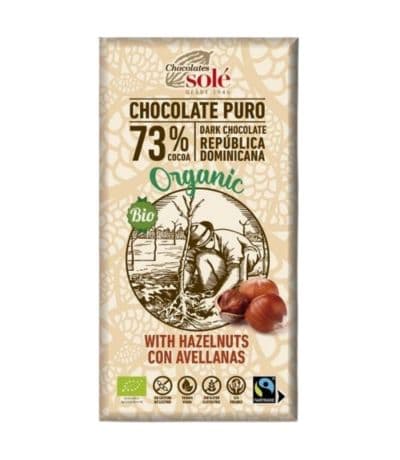 Chocolate Negro 73% con Avellanas SinGluten Eco Vegan 150g Chocolates Sole