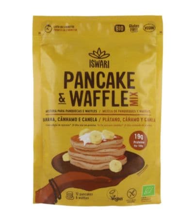 Pancake Waffle Mix Platano Cañamo y Canela SinGluten Vegan 400g Iswari