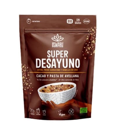 Super Desayuno Cacao y Pasta de Avellana 360g Iswari
