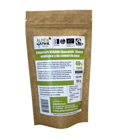 Cobertura Choco Blanca Vegana 40% Eco 225g Alternativa3