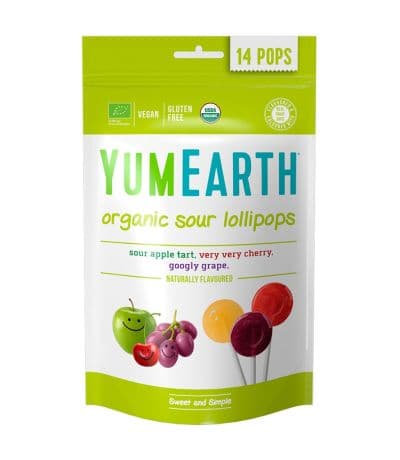 Piruletas de Frutas Acidas SinGluten Bio Vegan 14 Piruletas Yumearth
