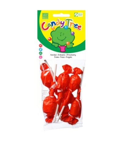 Piruletas Fresa Eco SinGluten Vegan 70g Candy Tree