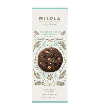 Galletas Doble Chocolate y Platano SinGluten Vegan 140g Milola