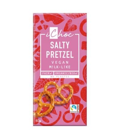 Chocolate Salty Pretzel con Trozos de Pretzel Vegan 80g Ichoc