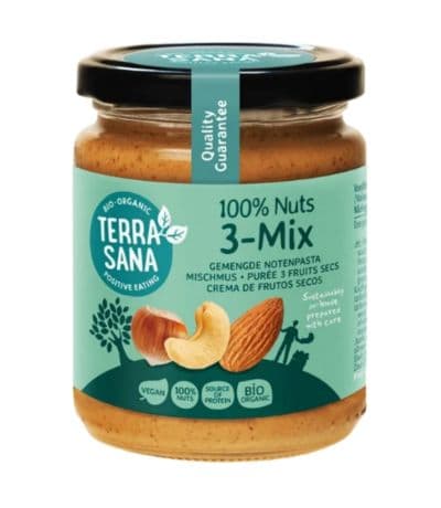 3Mix, Crema de Frutos Secos Sin Cacahuete Bio Vegan 250g Terrasana