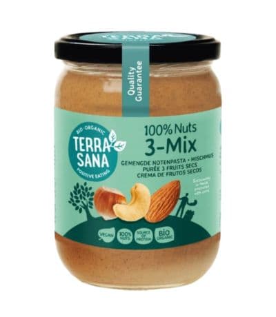3Mix, Crema de Frutos Secos Sin Cacahuete Bio Vegan 500g Terrasana