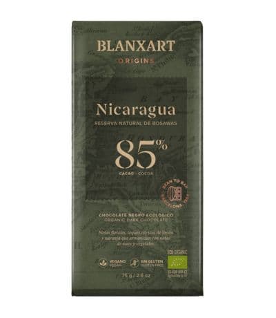 Choco Negro 85 Cacao Nicaragua Eco 75g Blanxart