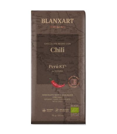Chocolate negro 83% Peru Chili 75g Vegan Blanxart