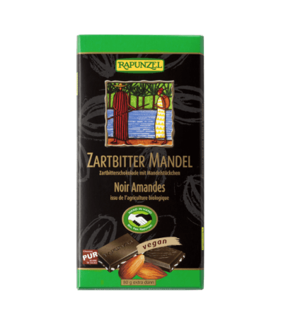 Chocolate Negro con Almendras Bio Vegan 80g Rapunzel